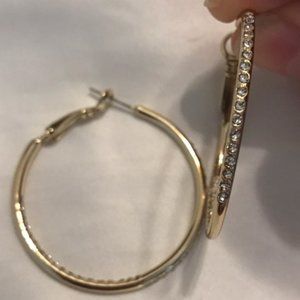 🆕WHBM Gold Crystal Hoop Earrings